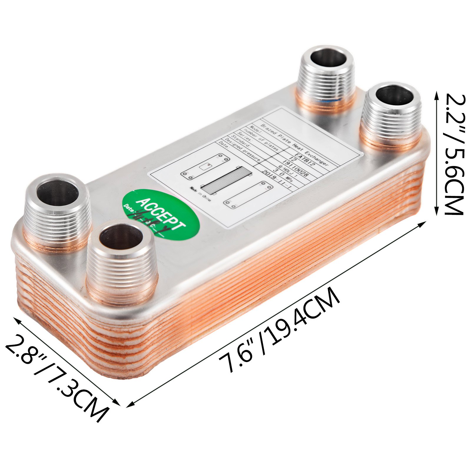 Heat Exchanger Brazed Plate Heat Exchanger 12 Plate Heat Exchanger for Heating