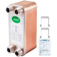VEVOR Heat Exchanger 3\"x7.5\" 30 Plates Brazed Plate Heat Exchanger 316L 3/4\" MPT Heat Exchanger B12-30 Beer Wort Chiller for Hydronic Heating