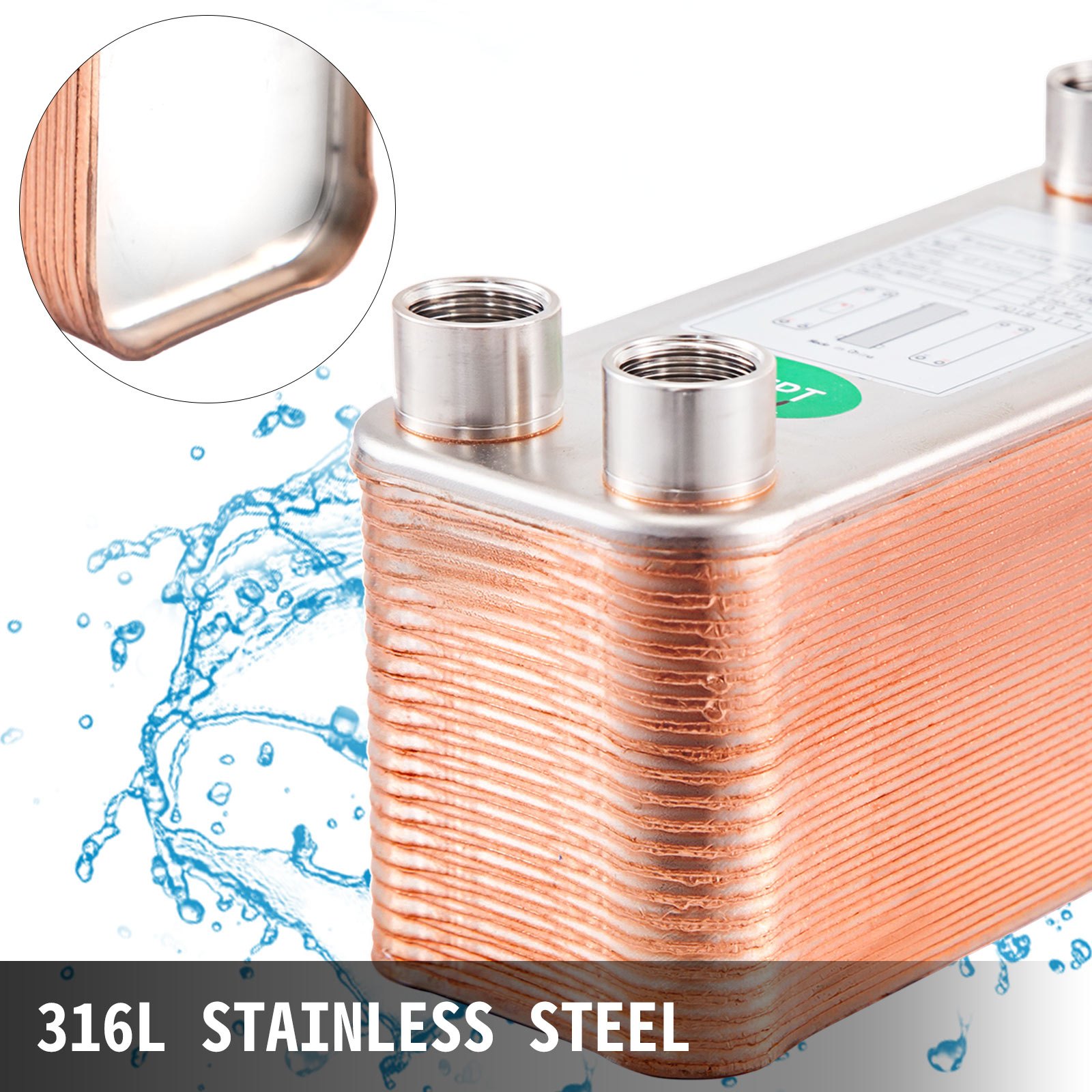 Heat Exchanger Brazed Plate 40 Plate Heat Exchanger for Heating 1/2" BSP FPT