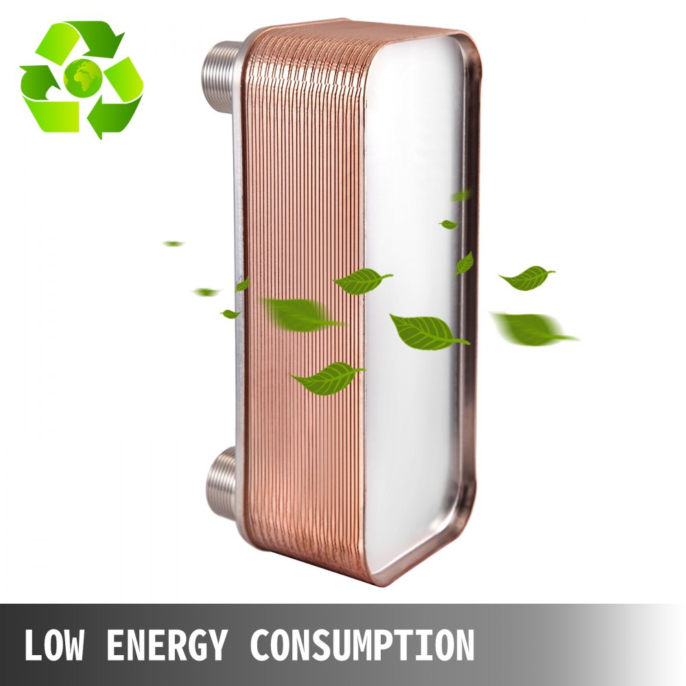 VEVOR 30 Plate Heat Exchanger W/Brackets 1 1/4" MNPT 316L Stainless Steel