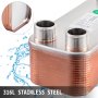 VEVOR 30 Plate Heat Exchanger W/Brackets 1 1/4" MNPT 316L Stainless Steel