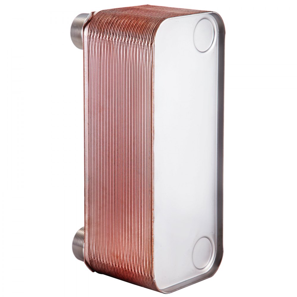VEVOR 5"x12" Heat Exchanger Brazed Plate 40 Plate Heat Exchanger 1 1/4" MNPT