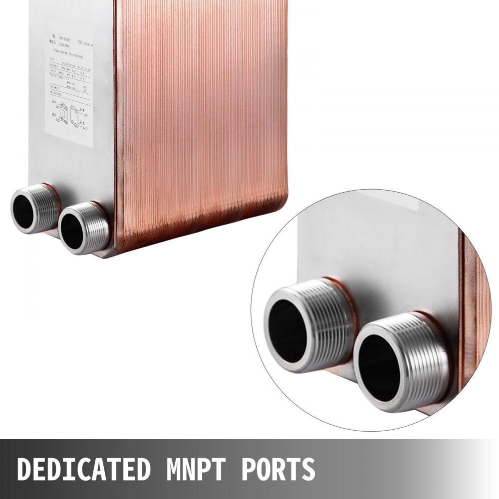5"x12"Heat Exchanger 90 Plates Brazed Plate 1/4"MPT Heat Exchanger for Heating