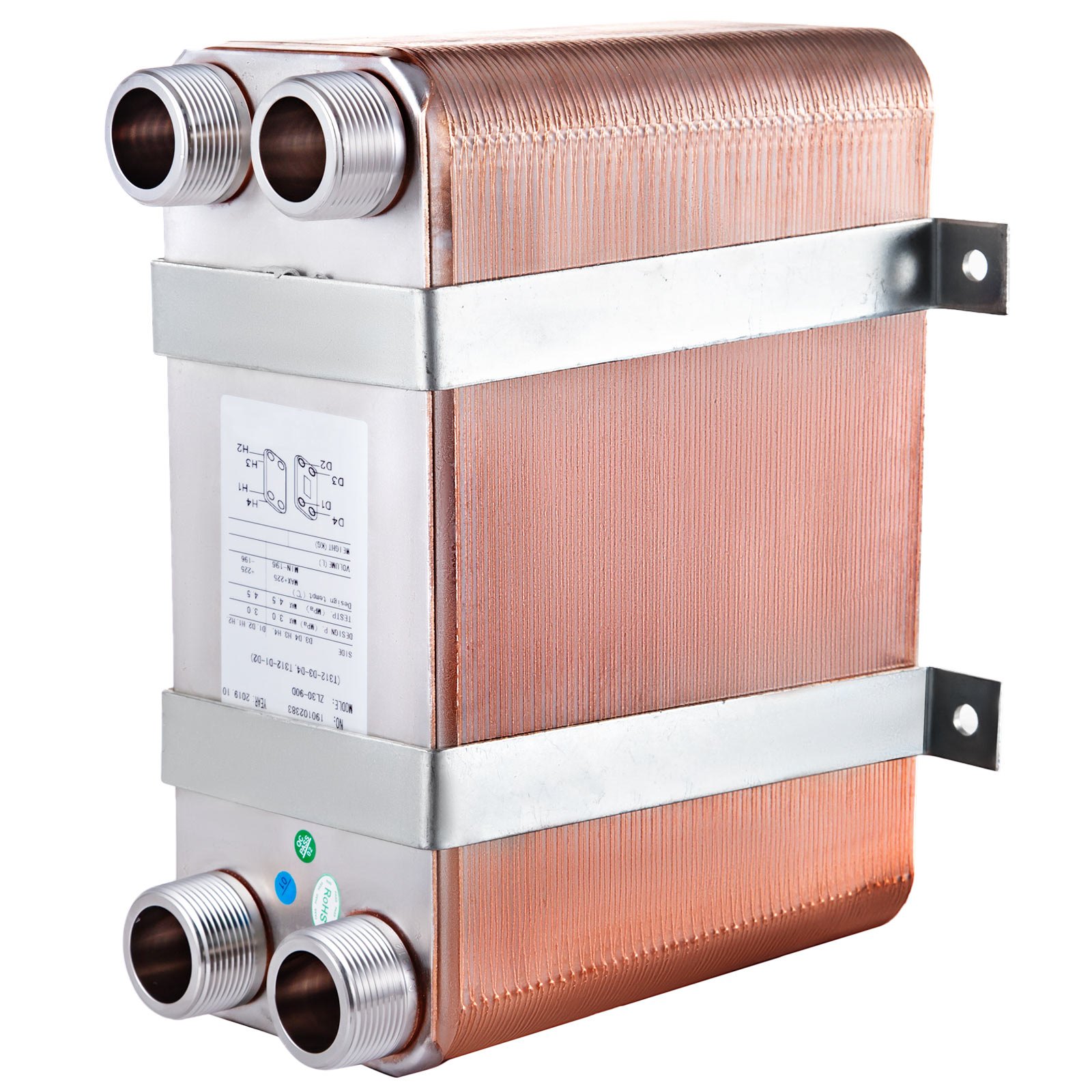 5"x12"Heat Exchanger 90 Plates Brazed Plate 1/4"MPT Heat Exchanger for Heating