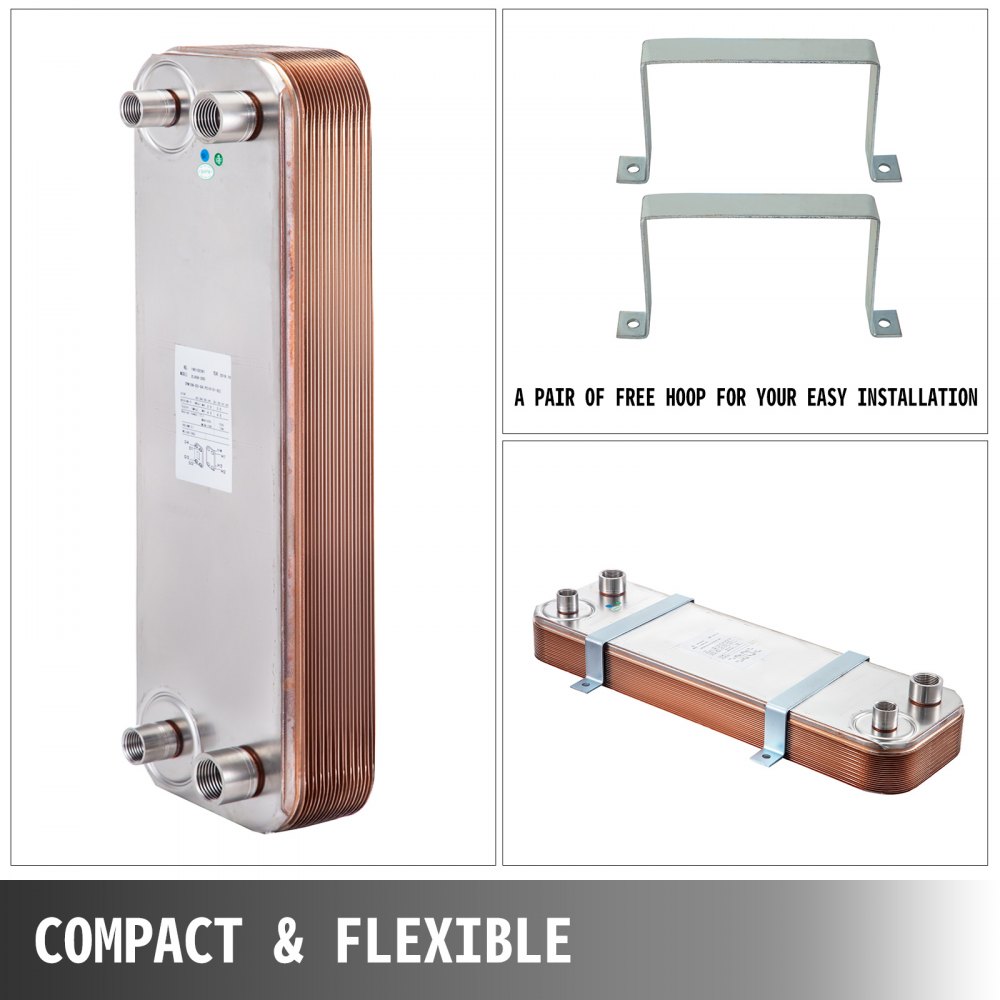 Heat Exchanger Brazed Plate 20 Plate Heat Exchanger 24"X7.5" w/Brackets