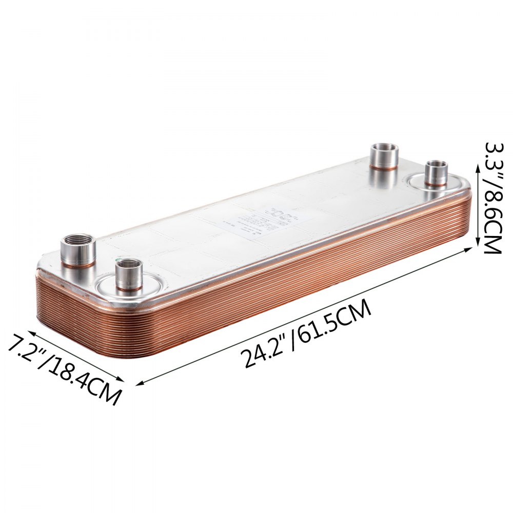 Heat Exchanger Brazed Plate 20 Plate Heat Exchanger 24"X7.5" w/Brackets
