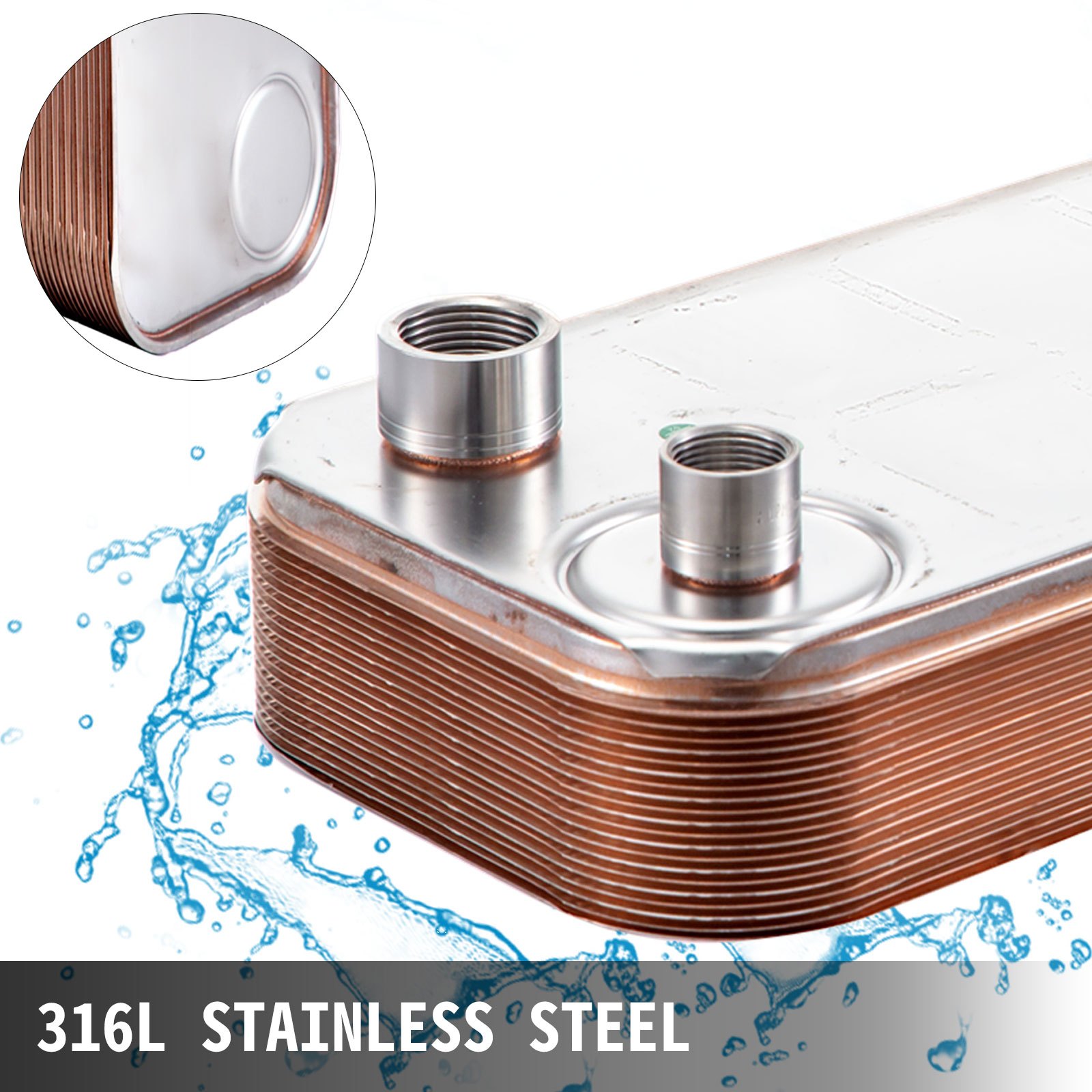 Heat Exchanger Brazed Plate 20 Plate Heat Exchanger 24"X7.5" w/Brackets