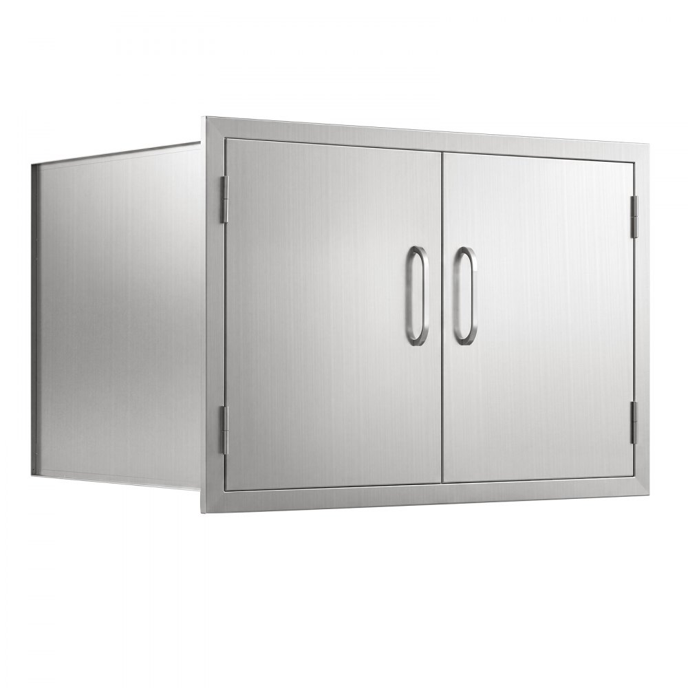 VEVOR Outdoor Kitchen Cabinet, 76 x 52 x 52 cm (WxHxD), 3-Tier Shelves, for BBQ Island Storage, Patio Bars and Grill Station, with Handle, Built-In BBQ Island Drawers Organize Cookware Accessories