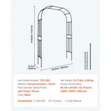 Metal Garden Arch 94.5x 59x15.8 in Trellis Arbor for Climbing Plant Party Decor