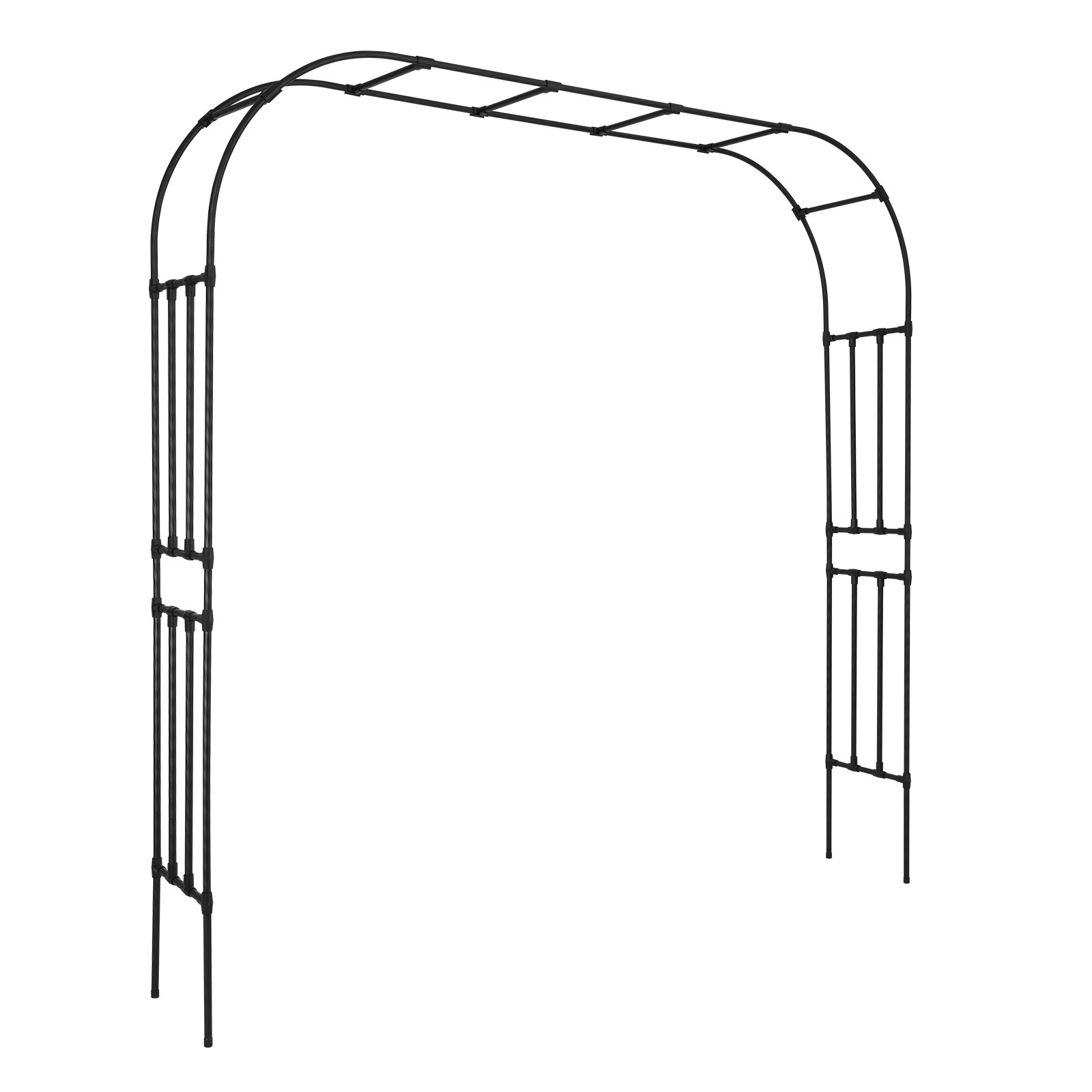 VEVOR Garden Arbor, 2.4 (H) x  2.5 (W) x 0.4 (D) m Metal Archway, Sturdy Outdoor Trellis Arch with Stakes, Easy to Assemble, Pergola Arbor for Plant Climbing Yard Lawn Wedding Party Decoration
