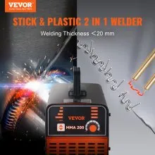 VEVOR Stick Welder, 200Amp Stick & Plastic ARC Welder Machine, 110/220V Hot Stapler with Hot Start Arc Force Anti-Stick, Plastic Welding Kit Car Bumper Repair Kit