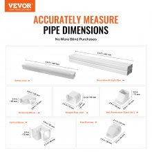 VEVOR Mini Split Line Set Cover 76,2 mm W 3110 mm L, tampa decorativa de linha de tubo de PVC para ar condicionado com 5 dutos retos e componentes completos fácil de instalar, pintável para bombas de calor, branco