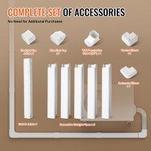 VEVOR Mini Split Line Set Cover 76.2mm W 3110mm L, PVC Decorative Pipe Line Cover For Air Conditioner with 5 Straight Ducts & Full Components Easy to Install, Paintable for Heat Pumps, White