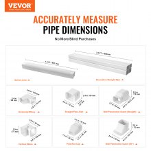 VEVOR Mini Split Line Set Cover 76,2mm W 5350mm L, PVC Διακοσμητικό κάλυμμα γραμμής σωλήνα για κλιματιστικό με 4 ίσιες αγωγούς & πλήρη εξαρτήματα Εύκολη εγκατάσταση, Βάφεται για αντλίες θερμότητας, Λευκό
