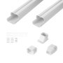 VEVOR Mini Split Line Set Cover 76.2mm W 2270mm L, PVC Decorative Pipe Line Cover For Air Conditioner with 2 Straight Ducts & Full Components Easy to Install, Paintable for Heat Pumps, White