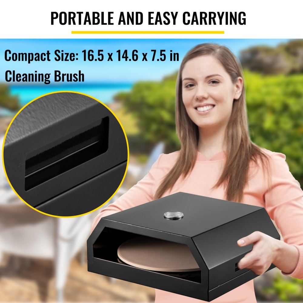 VEVOR Outdoor Pizza Oven, Stainless Steel Camp Pizza Oven, Portable Pizza Oven Kit with Set of Professional Pizza Baking Tools, 12" Pizza Stone, Pizza Shovel, Pizza Cutter, Thermometer