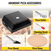 VEVOR szabadtéri pizzasütő, rozsdamentes acél Camp pizzasütő, pizzasütő készlet professzionális pizzasütő eszközökkel, beleértve a 12"-es Cordierite pizzakövet, pizzalapátot, pizzavágót, hőmérőt