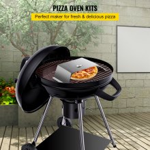 VEVOR pizzasütőkészlet, rozsdamentes acél grillsütő pizzasütő, pizzakészítő készlet a legtöbb 22"-os faszén grillhez, pizzasütő grillkészlet pizzakamrával, 13" kerek pizzakő, 10 x 11,8 hüvelykes pizzahéj