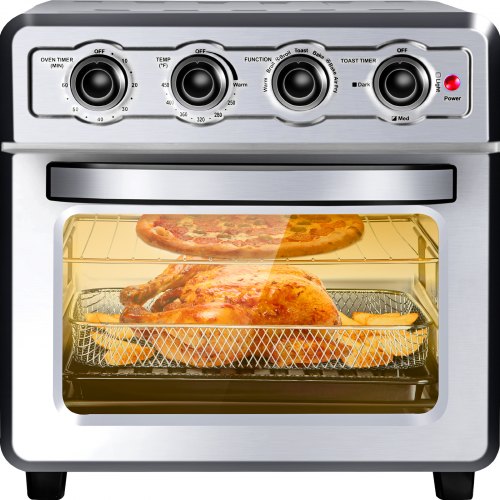 VEVOR Convection Oven Air Fryer, 18QT 7-in-1 Kitchen Oven,1700W,6 Slice Convection Air Fryer Countertop Oven with 4 Accessories, Simple to Clean Toaster Oven with Air Fryer, Stainless Steel Silvery