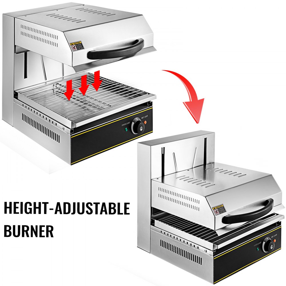 Electric Griddle Grill BBQ Salamander Hot Plate Cheese Melter w/Liftable Burner
