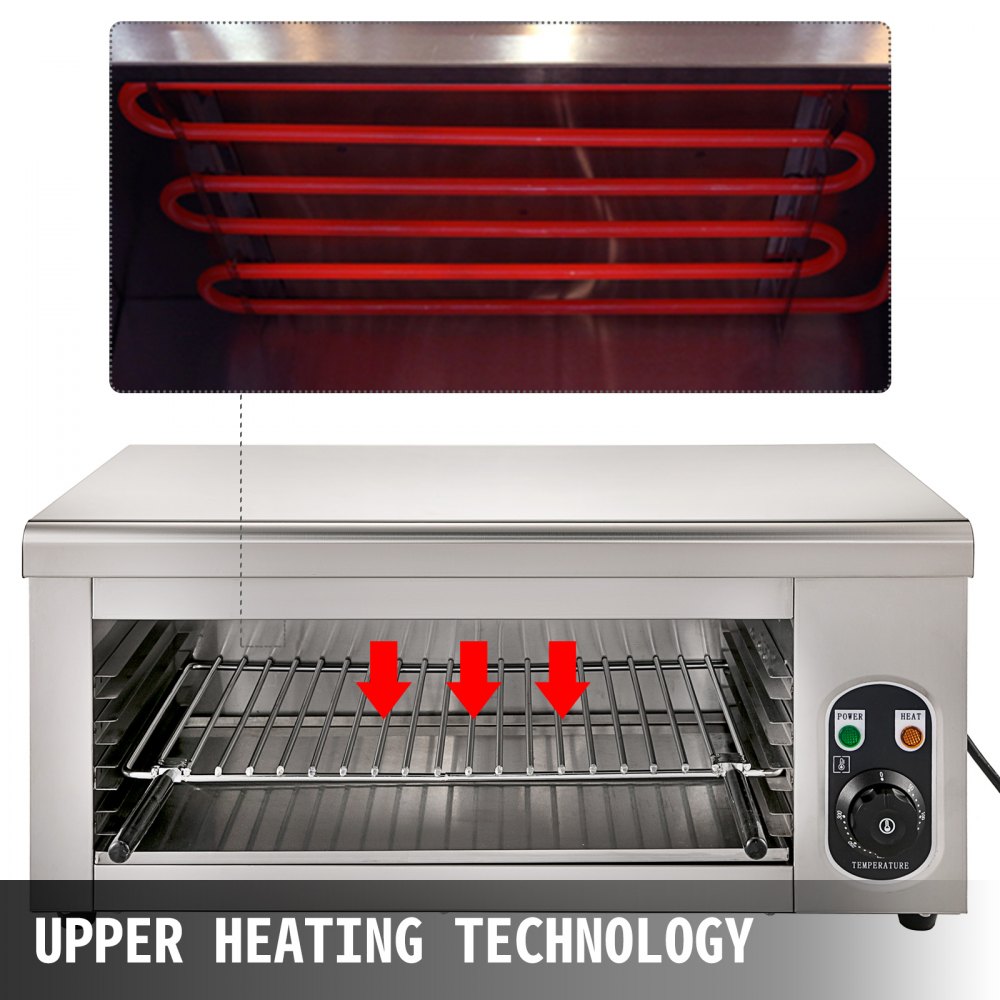 VEVOR Salamander Broiler Adjustable Grid Salamander Oven Wall Mounted Salamander Grill 2000W Electric Cheese Melter Stainless Steel Raclette Grill 50-300℃ Infrared Broiler for Home Commercial Use