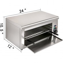 VEVOR Salamander Broiler 24Inch Electric Cheesemelter 2000W Adjustable Grid Salamander Oven Stainless Steel 50-300℃ For Home And Commercial Use