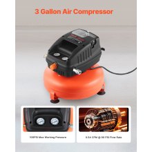 VEVOR 3 Gallon Air Compressor 1/3HP 0.54CFM@90PSI & 100PSI Max Working Pressure