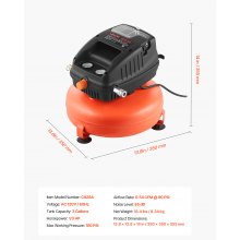 VEVOR 3 Gallon Air Compressor 1/3HP 0.54CFM@90PSI & 100PSI Max Working Pressure