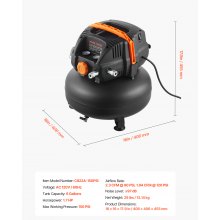 VEVOR 6 Gallon Air Compressor 1.7HP 2.3CFM @ 90PSI & 150PSI Max Working Pressure