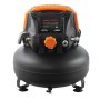 Compresor de aire portátil VEVOR de 6 galones, 1.7 HP, 2.3 CFM a 90 PSI, presión máxima de 150 PSI, kit de 12 accesorios con manguera de 25 pies para inflar neumáticos, pintar con pistola y clavar carpintería.