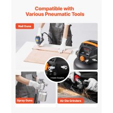VEVOR 6 Gallon Air Compressor 1.7HP 2.3CFM @ 90PSI with 12-Piece Accessory Kit