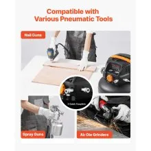 VEVOR 6 Gallon Air Compressor 1.7HP 2.3CFM @ 90PSI with 12-Piece Accessory Kit