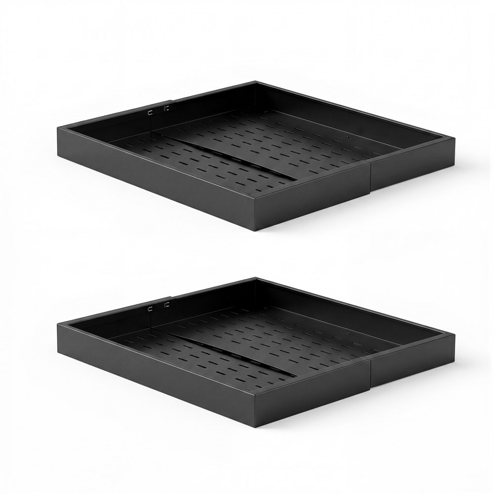 VEVOR Pull Out Cabinet Organizer, 4 Pack Expandable Width (12.2"-18.9"), 20.47" Deep Pull Out Drawers for Cabinets, Sliding Drawer for Kitchen Pantry Cabinet Organizer with Nano Adhesive Strips, Black