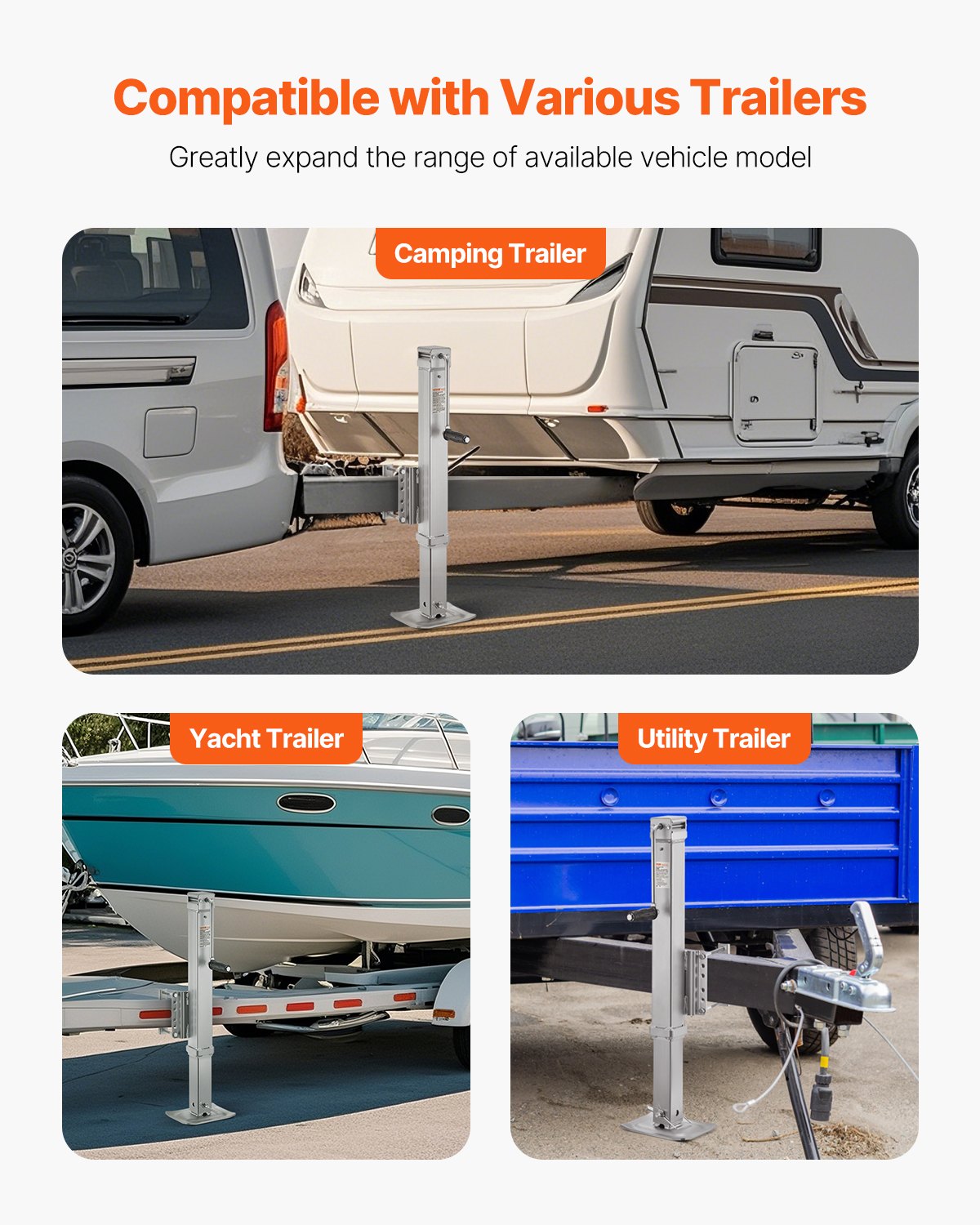 VEVOR Trailer Jack, 8000 lbs Static Load Capacity, Heavy Duty Swivel Bolt-on Trailer Jack, 28.5" Lift Trailer Jack Stand with Handle for RV Trailer, Horse Trailer, Utility Trailer, and Yacht Trailer