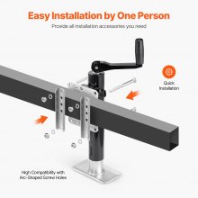 Trailer Jack Bolt-on Trailer Tongue Jack 2000 lbs Dynamic Load 10" Travel