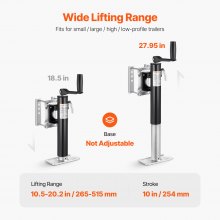 VEVOR Trailer Jack Bolt-on Trailer Tongue Jack 2000 lbs Dynamic Load 10" Travel