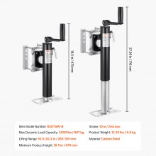 Trailer Jack Bolt-on Trailer Tongue Jack 2000 lbs Dynamic Load 10" Travel