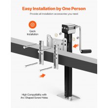 VEVOR Trailer Jack Bolt-on Trailer Tongue Jack 2267 kg Dynamic Load 365 mm Lift