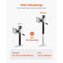 Trailer Jack Bolt-on Trailer Tongue Jack 5000 lbs Dynamic Load 14.3" Lift