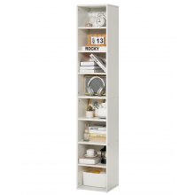 VEVOR 8 Tiers Narrow Bookshelf, 71 in Wooden Tall Open Bookcase with  Height-Adjustable Shelf, Freestanding Display Storage Floor Bookcase Bookshelf for Library, Bedroom, Living Room, Office, White