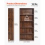 VEVOR 5 Tiers Narrow Bookshelf, 53 in Wooden Open Bookcase with Height-Adjustable Shelf, Freestanding Tall Display Storage Floor Bookcase Bookshelf for Library, Bedroom, Living Room, Office, Brown