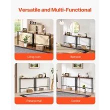 VEVOR Narrow Console Table, 2 Pack Behind Couch Shelf with Power Outlets, 1-Tier Long Entryway Shelf, Narrow Sofa Table with Metal Frame and Charge Station, for Entryway, Hallway, Living Room