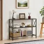 VEVOR Smalt konsollsofabord, 104 cm bak sofabordet, 3-etasjes langt entrébord og smalt entrébord, smalt sofabord med metallramme, for entré, gang, stue og soverom