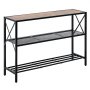 VEVOR Smalt konsollsofabord, 104 cm bak sofabordet, 3-etasjes langt entrébord og smalt entrébord, smalt sofabord med metallramme, for entré, gang, stue og soverom
