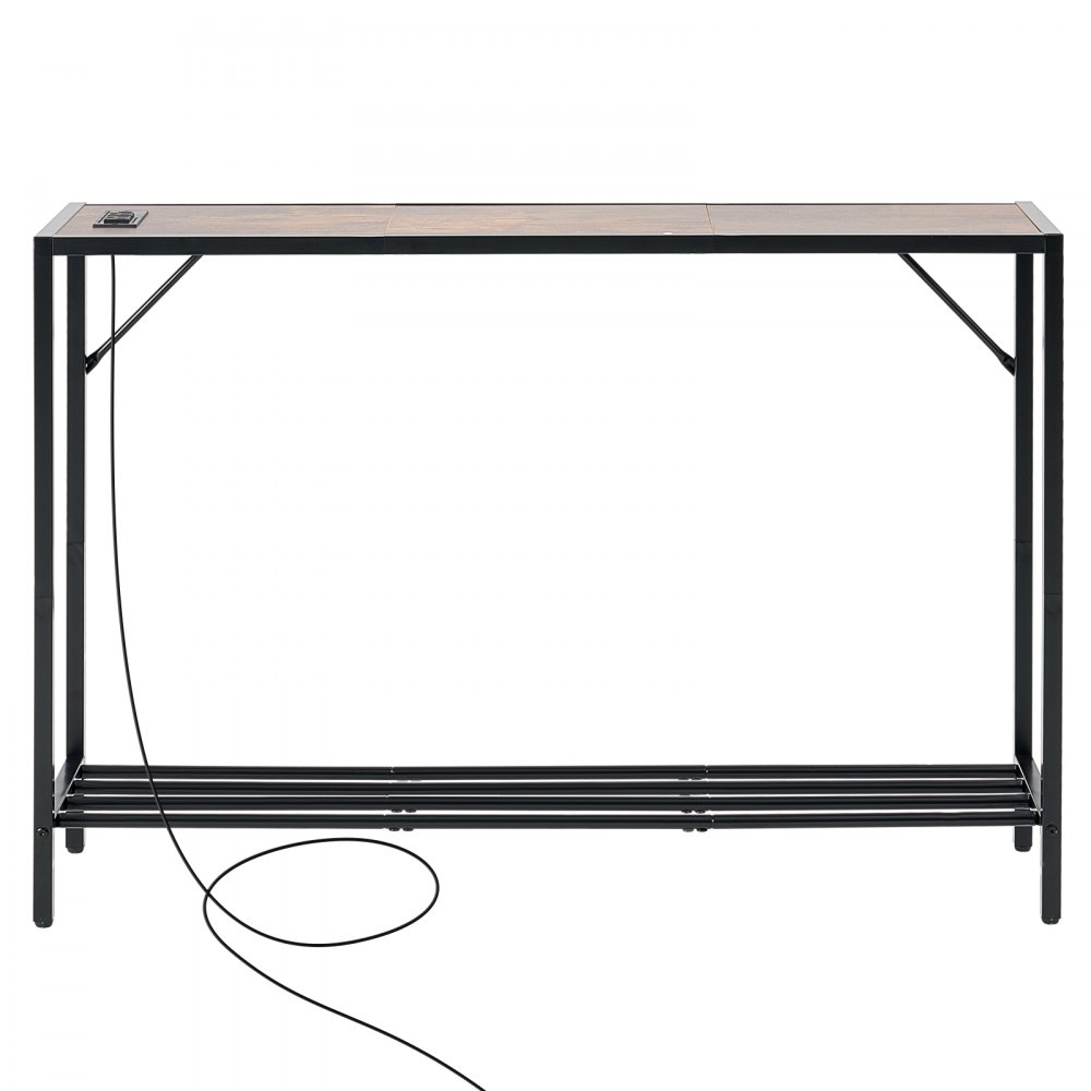 VEVOR Narrow Console Sofa Table, 106 cm Behind Couch Table with Power Outlets, 2-Tier Long Entryway Table, Narrow Sofa Table with Metal Frame and Charge Station, for Entryway, Hallway, Living Room