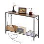 VEVOR Narrow Console Sofa Table, 106 cm Behind Couch Table with Power Outlets, 2-Tier Long Entryway Table, Narrow Sofa Table with Metal Frame and Charge Station, for Entryway, Hallway, Living Room