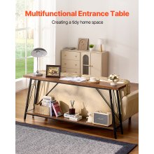 Narrow Console Sofa Table Couch Table 2-Tier for Entryway & Living Room