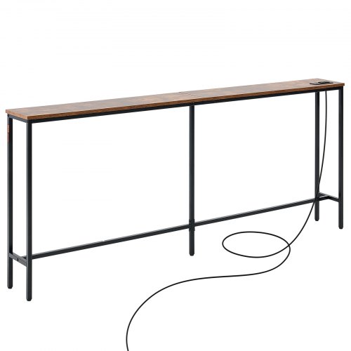 Consola De Entrada Estrecha Con Toma De Corriente Y USB - 110x23.9x74.2 Cm, Imitación Mármol, Soporta 20 Kg