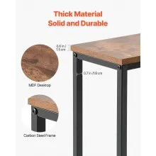 VEVOR Narrow Console Table, 70.9" Behind Couch Shelf with Power Outlets, 1-Tier Long Entryway Shelf, Narrow Sofa Table with Metal Frame and Charge Station, for Entryway, Hallway, Living Room