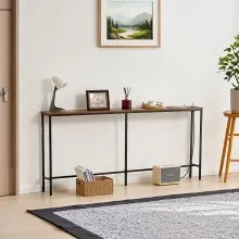 VEVOR Narrow Console Table, 70.9" Behind Couch Shelf with Power Outlets, 1-Tier Long Entryway Shelf, Narrow Sofa Table with Metal Frame and Charge Station, for Entryway, Hallway, Living Room